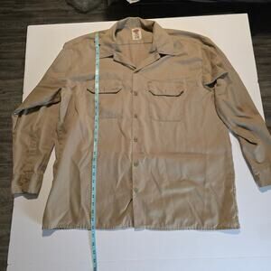 Dickies Flex Men's XL Work Shirt Long Sleeve Khaki Tan Button Up Two Pocket